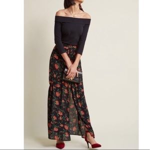 ModCloth Floral Slit Skirt